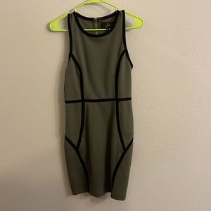 Hunter Green Dress with Black Piping